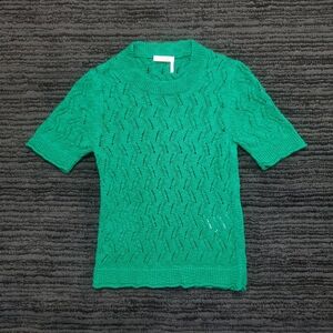 See By Chloe Size XS Lively Pine Green Open Knit Sweater Top